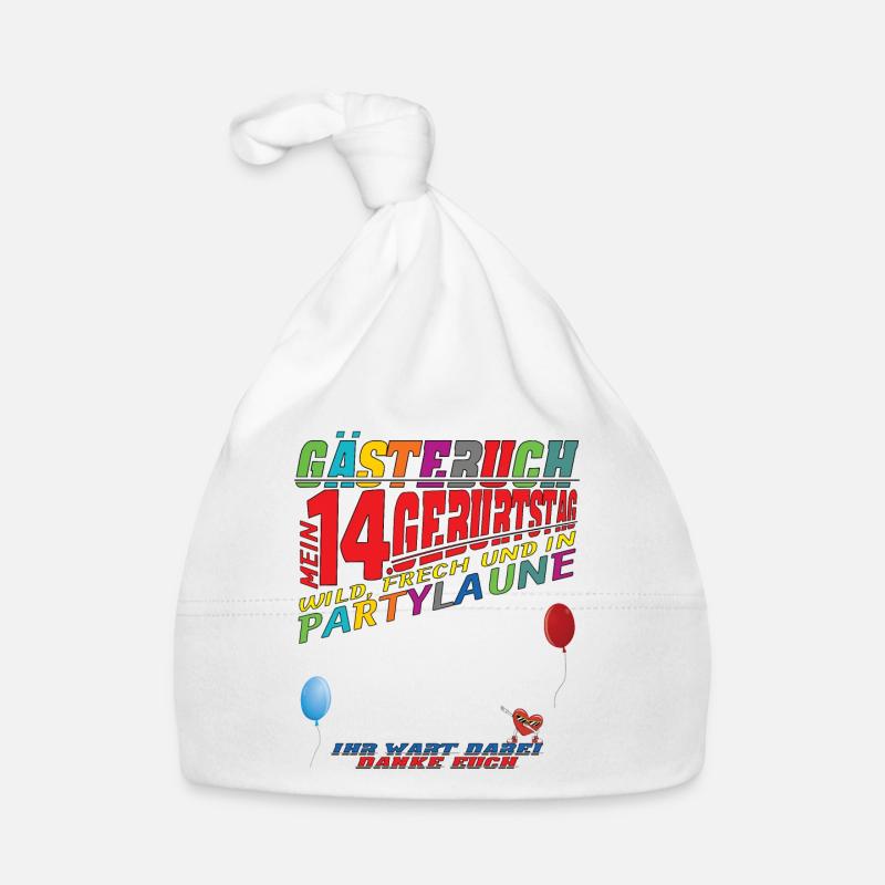 14. Geburtstag Mädchen & Junge Gästebuch Baby Bio-Mütze