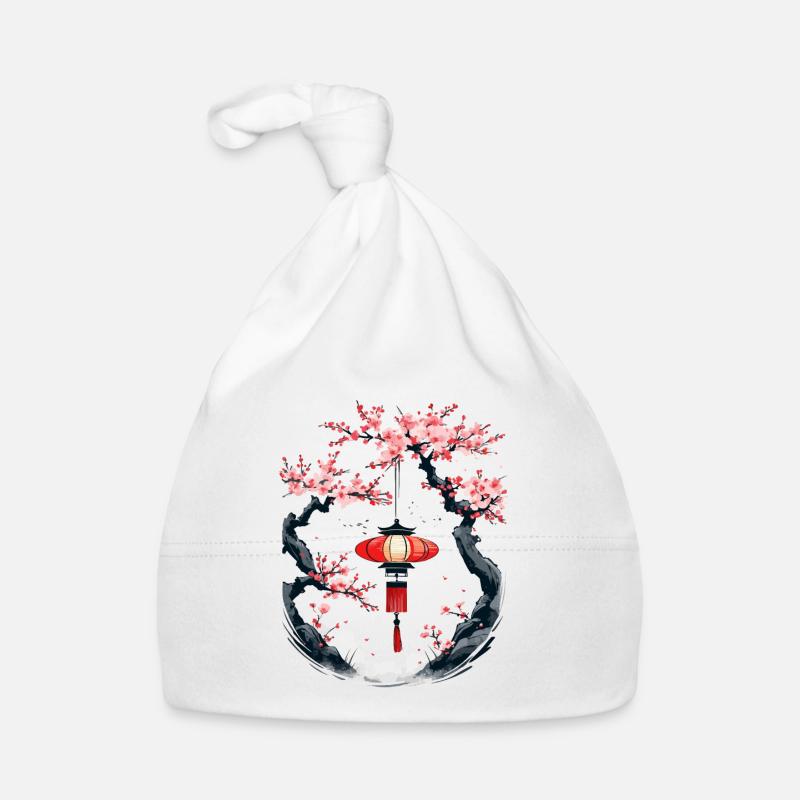 Japan Kirschblüten Ukiyo-E Aesthetic Laterne Baby Bio-Mütze