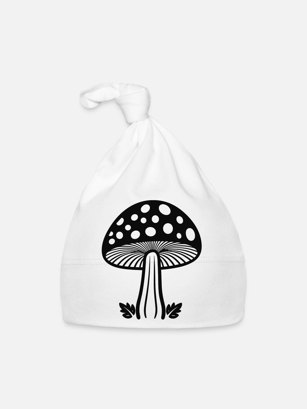 champignon - Bonnet bio Bébé - blanc - Devant