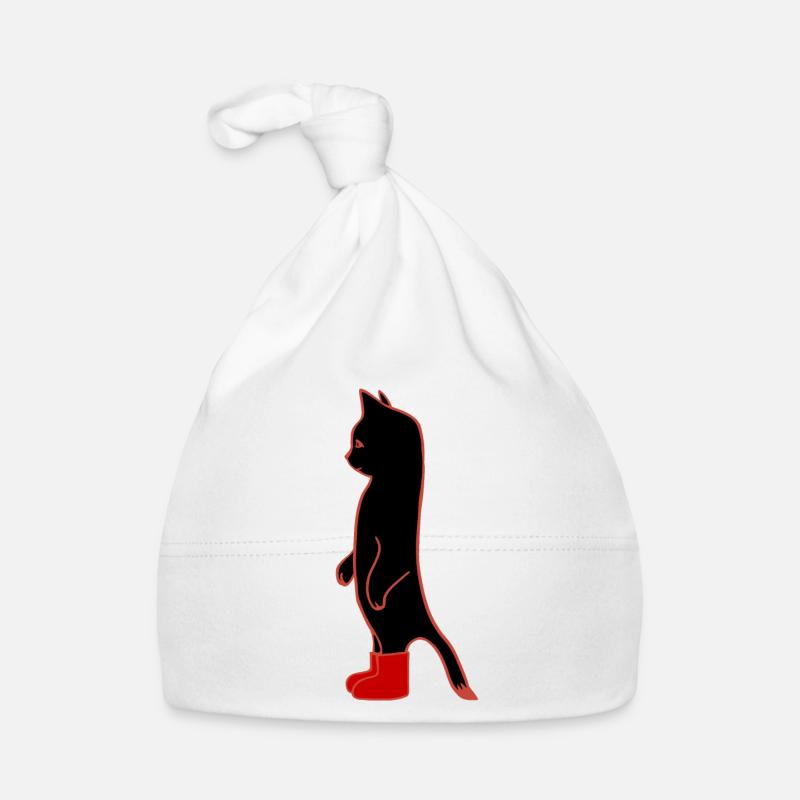 Chat Noir avec Bottes Rouge  Bonnet bio Bébé