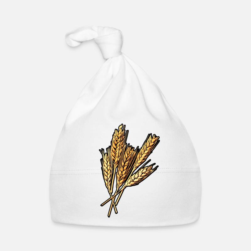 5 épis de blé - Bonnet bio Bébé - blanc