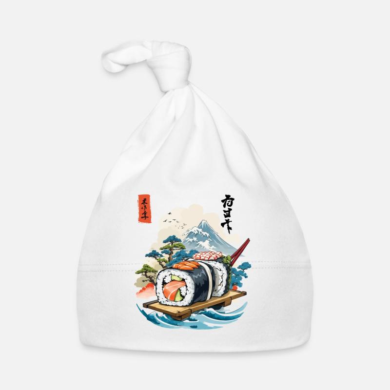 Ukiyo-E Sushi Kunstwerk Design Baby Bio-Mütze