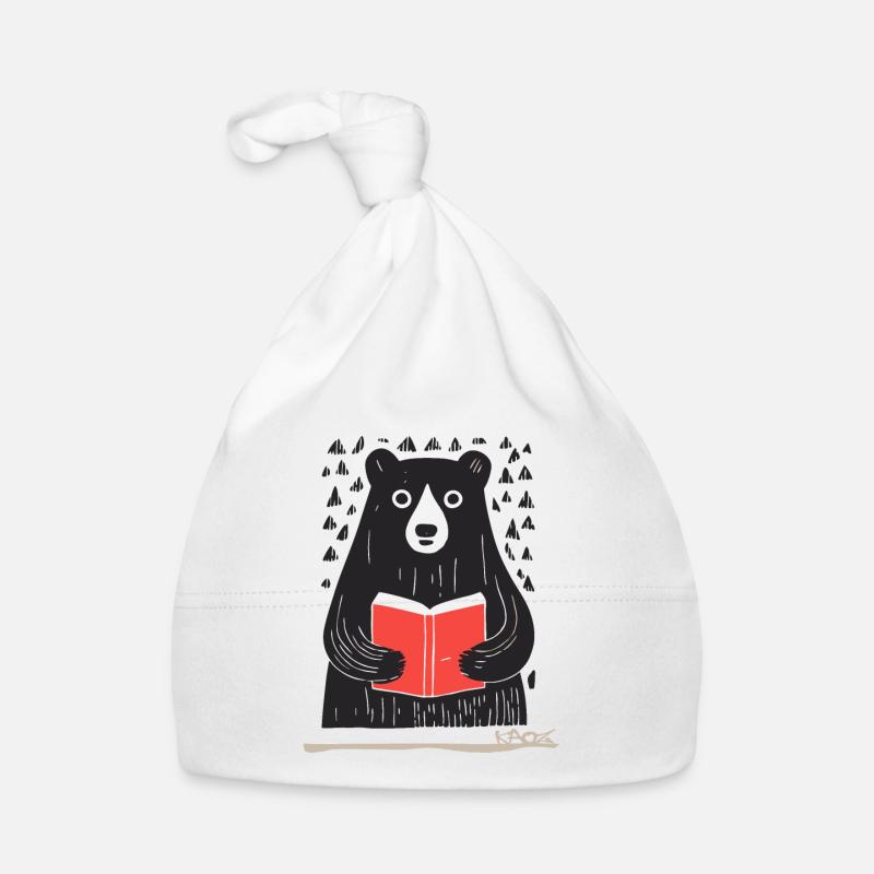 Un ours en train de lire Bonnet bio Bébé