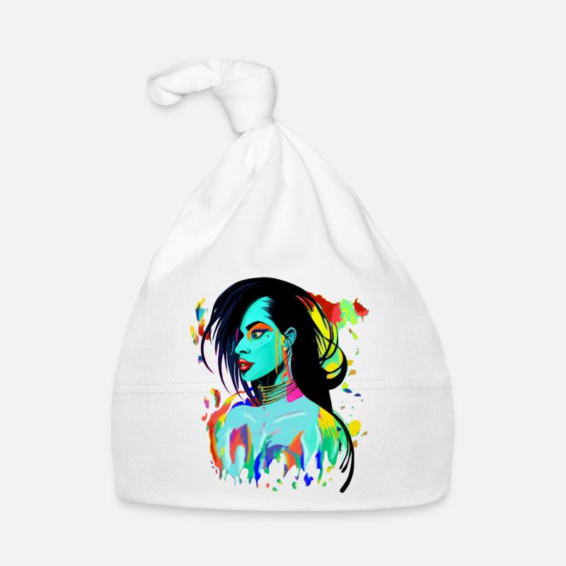 Neon Porträt Farbexplosion Baby Bio-Mütze