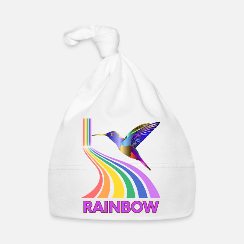Rainbow - Organic Baby Cap - white