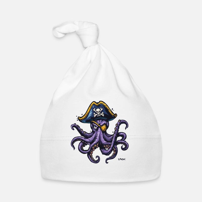 Le pirate Kraken - Bonnet bio Bébé - blanc