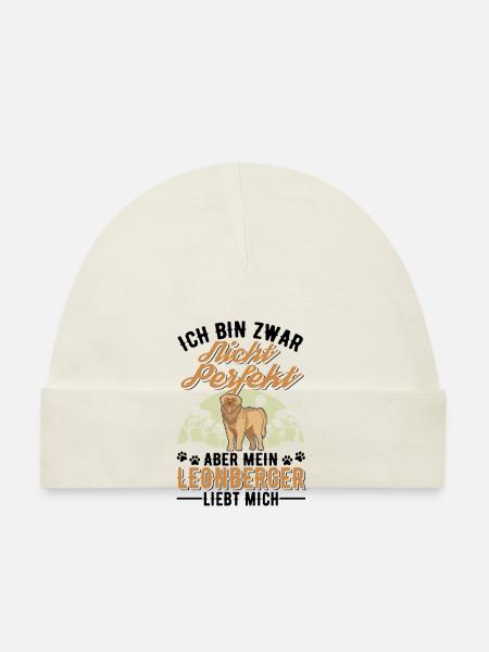 Leonberger Geschenk - Baby Bio-Mütze - Weiß - Vorne