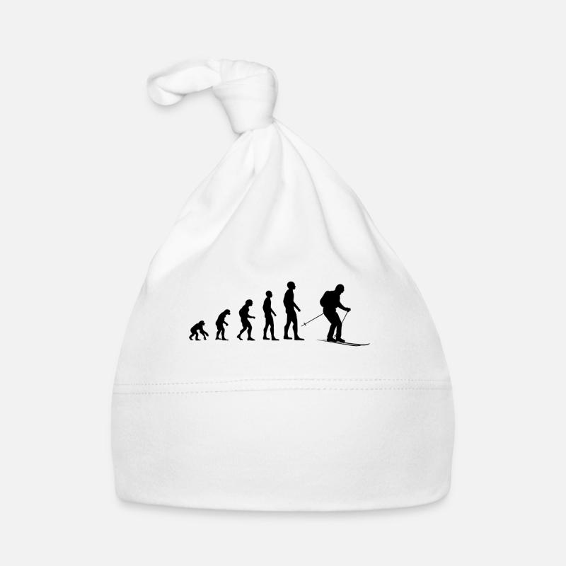 Evolution Skifahrer Geschenk - Baby Bio-Mütze - Weiß