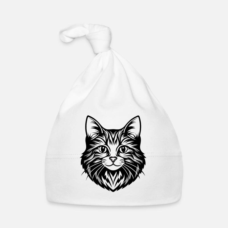 Illustration complexe de visage de chat Bonnet bio Bébé