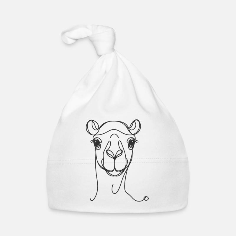 Line Art Dad Mom - Camel Organic Baby Cap