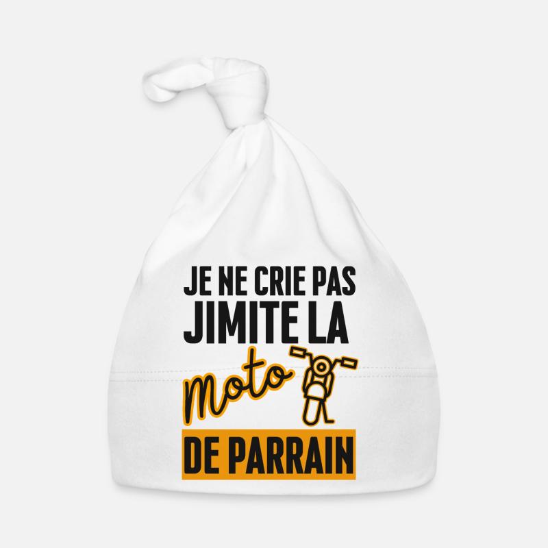 Je ne Crie pas J'imite la Moto de Parrain - Bonnet bio Bébé - blanc