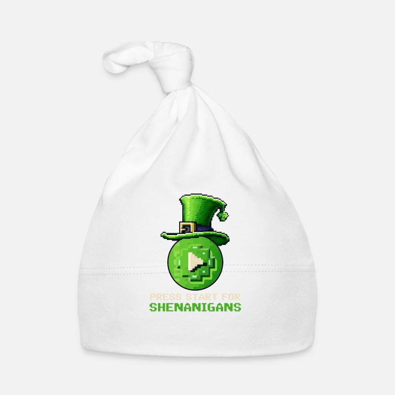 St. Patricks Day Gaming Press Start pour Shenanigan Bonnet bio Bébé
