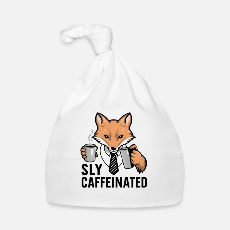 Fox Coffee Tie Digital Art Sly and caffeinated Organic Baby Cap