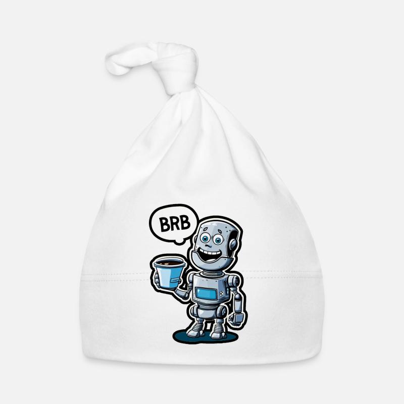 Drôle de robot avec du café et un ensemble BRB Bonnet bio Bébé