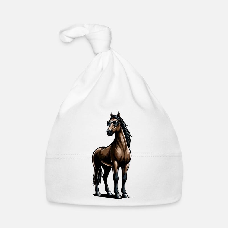 Pferd mit Sonnenbrille in Comicstyle Baby Bio-Mütze