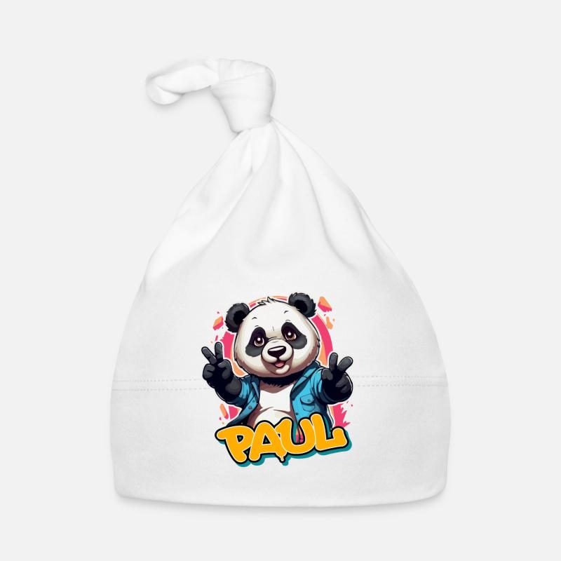 PAUL - Schöner Jungen Name mit Coolem Panda Baby Bio-Mütze