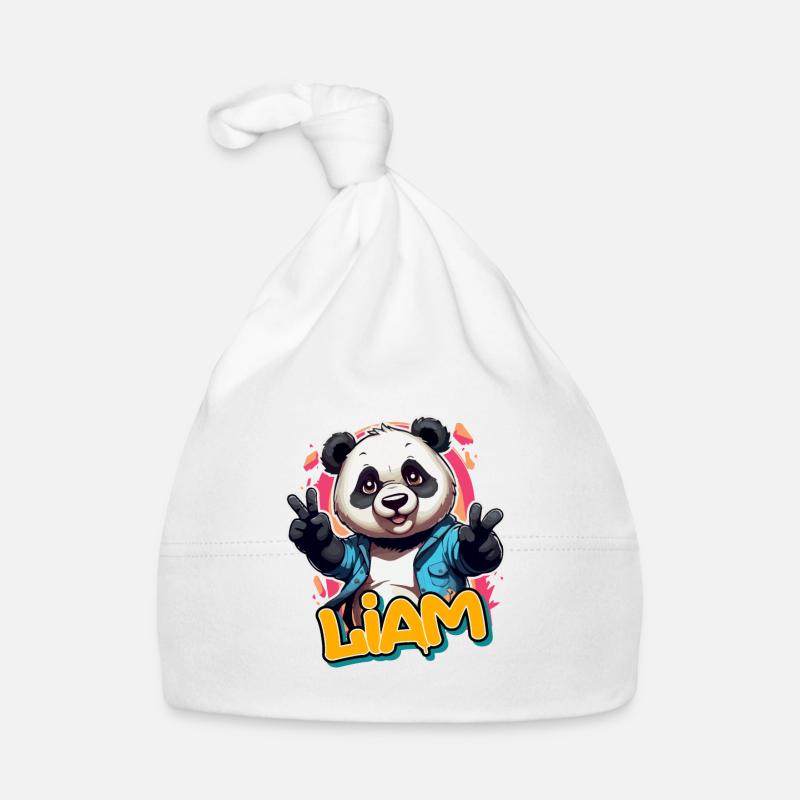 LIAM - Schöner Jungen Name mit Coolem Panda Baby Bio-Mütze