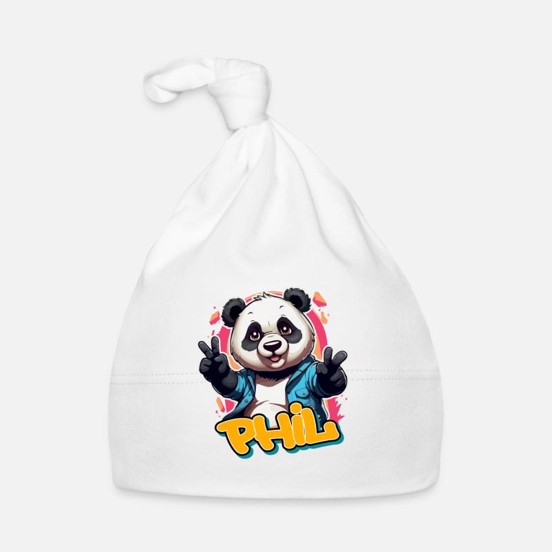 PHIL - Beau nom de garçon avec Cool Panda Bonnet bio Bébé