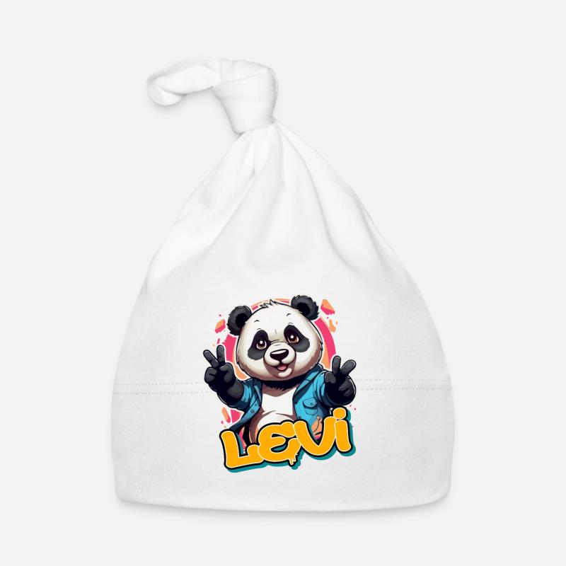 LEVI - Handsome boy name with cool panda Organic Baby Cap