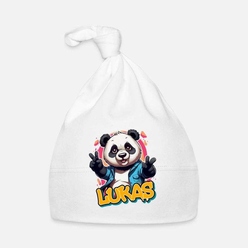 LUKE - Handsome boy name with cool panda Organic Baby Cap