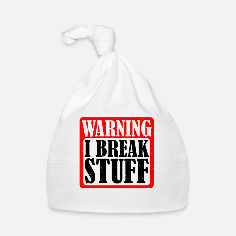 Warning I Break Stuff 5 Baby Bio-Mütze