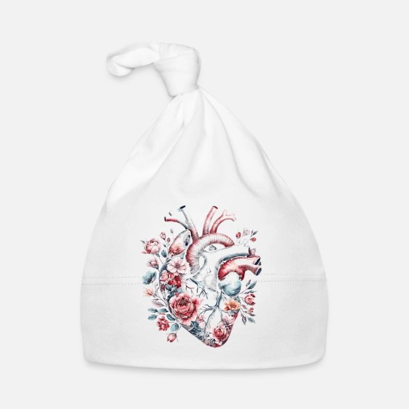 Florales anatomisches Herz Baby Bio-Mütze