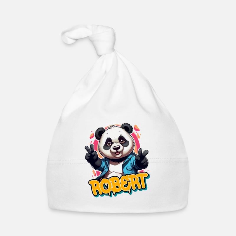 ROBERT - Handsome Boy Name with Cool Panda Organic Baby Cap