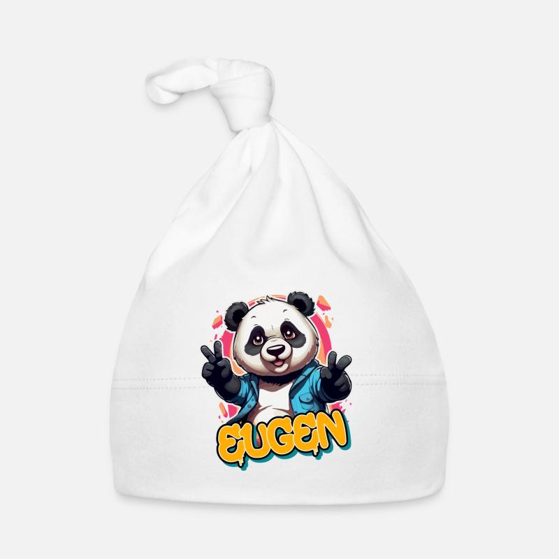EUGEN - Handsome boy name with cool panda Organic Baby Cap