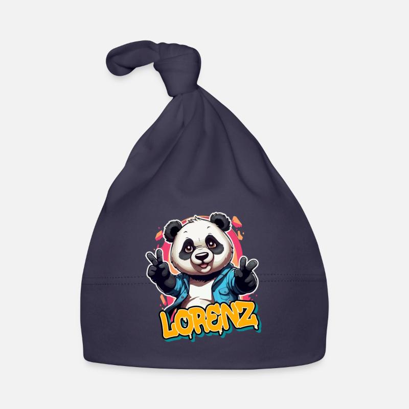 LORENZ - Beau prénom de garçon avec un panda cool Bonnet bio Bébé