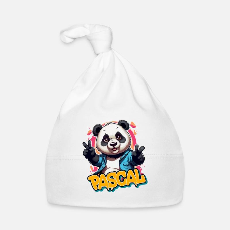 PASCAL - Schöner Jungen Name mit coolem Panda Baby Bio-Mütze