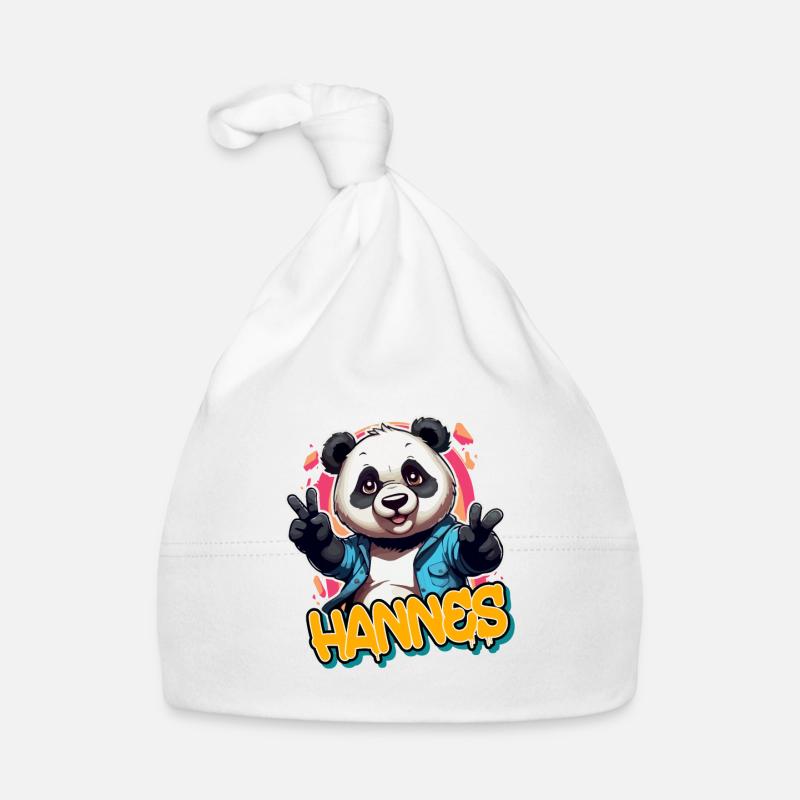 HANNES - Beau nom de garçon avec Cool Panda Bonnet bio Bébé