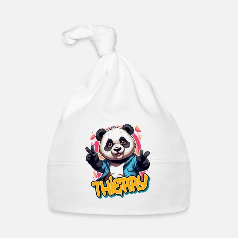 THIERRY - Beau nom de garçon avec Panda cool Bonnet bio Bébé