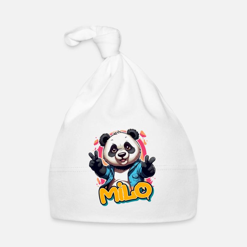MILO - Beau nom de garçon avec Cool Panda Bonnet bio Bébé