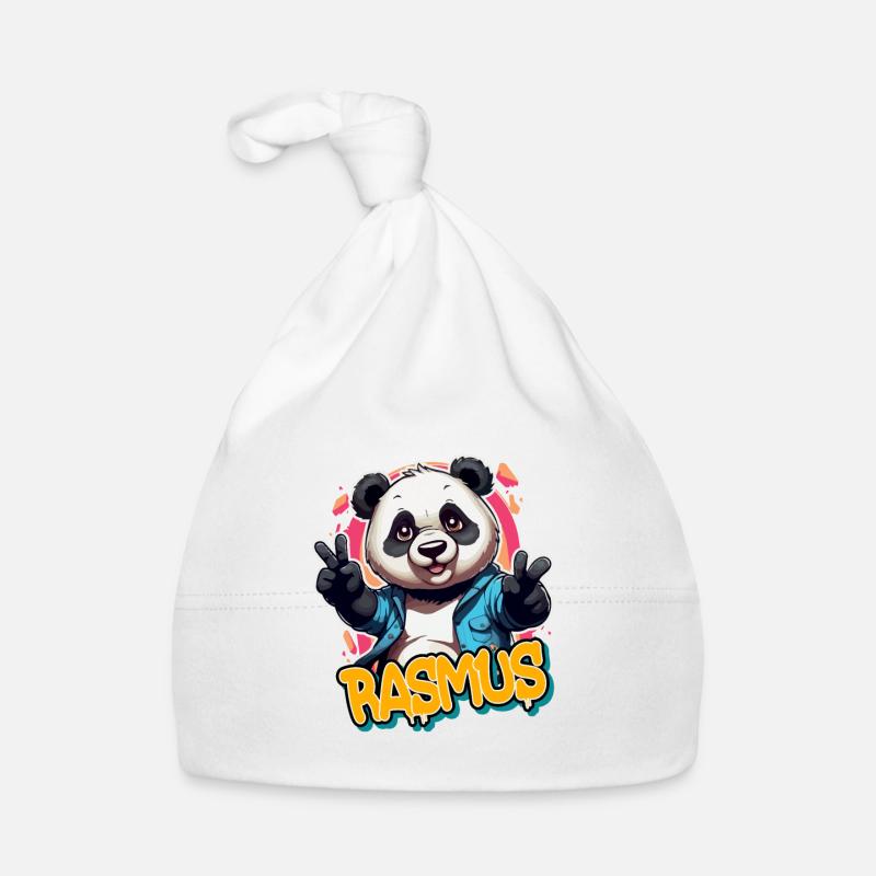 RASMUS - Handsome boy name with cool panda Organic Baby Cap