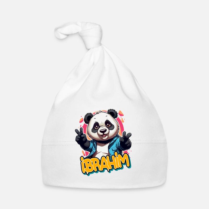 IBRAHIM - Handsome boy name with cool panda Organic Baby Cap