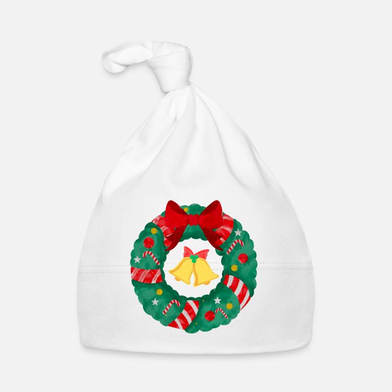 Weihnachtskranz mit Glocken Baby Bio-Mütze