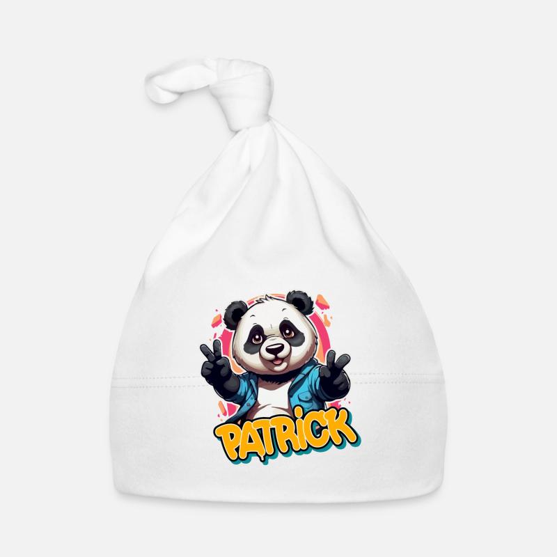 PATRICK - Beau nom de garçon avec Cool Panda Bonnet bio Bébé