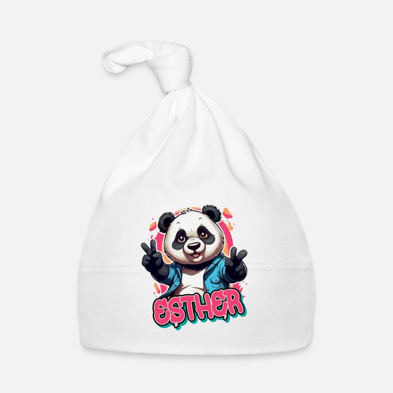 ESTHER - Beau nom de fille avec Panda cool Bonnet bio Bébé