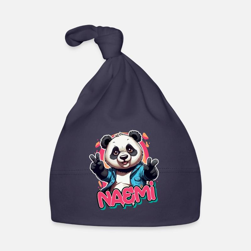 NAEMI - Schöner Mädchen Name mit coolem Panda Baby Bio-Mütze