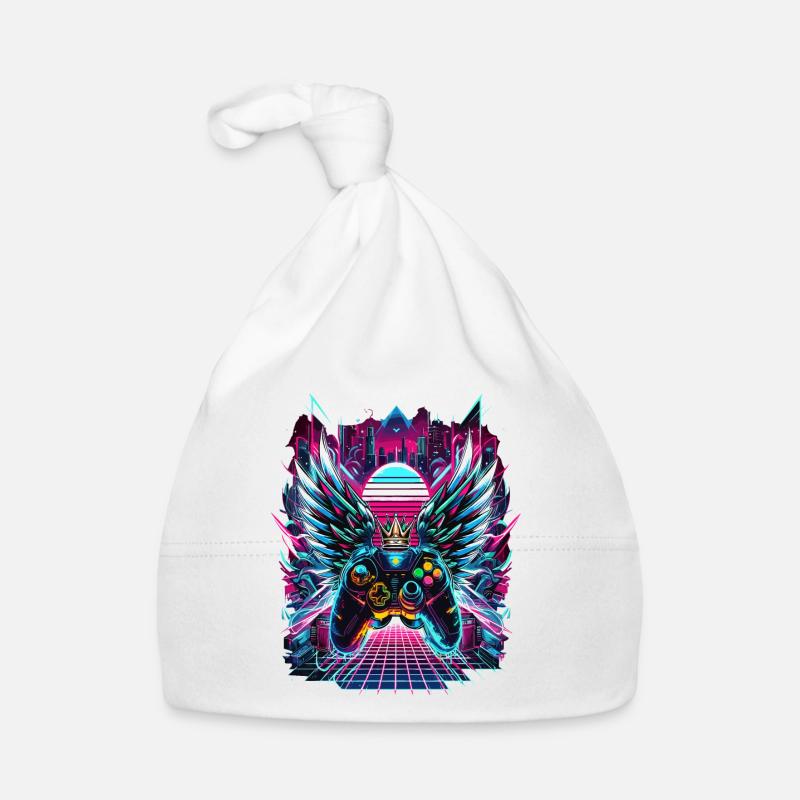 Synthwave Sunset Gamer Controller Organic Baby Cap