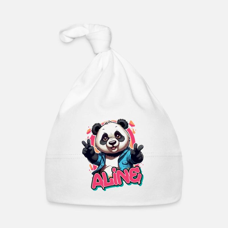 ALINE - Beau nom de fille avec Cool Panda Bonnet bio Bébé
