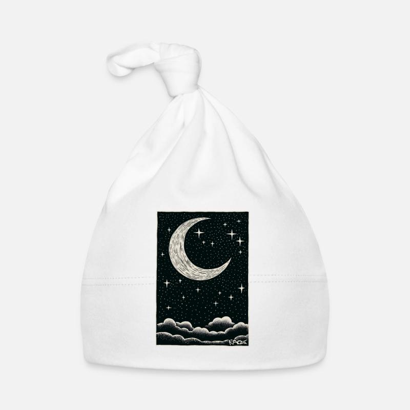 Nuages endormis, lune et étoiles Bonnet bio Bébé