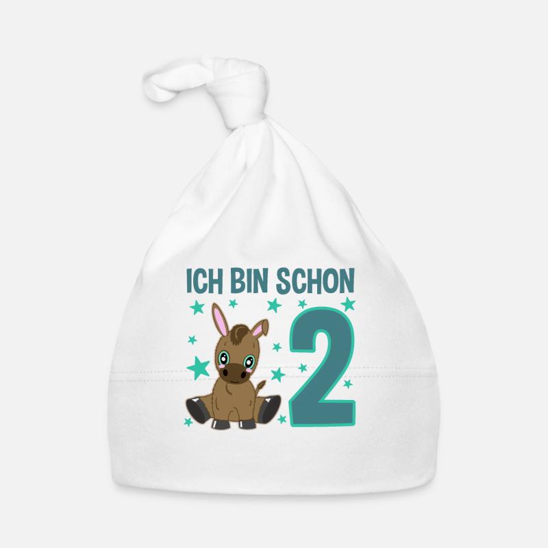 Two Year Old Naughty Birthday Donkey Organic Baby Cap