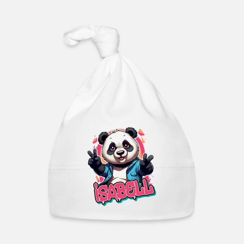 ISABELL - Schöner Mädchen Name mit coolem Panda Baby Bio-Mütze