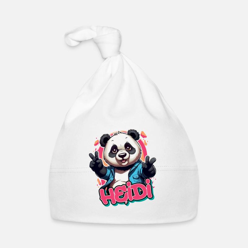HEIDI - Beautiful Girl Name with Cool Panda Organic Baby Cap