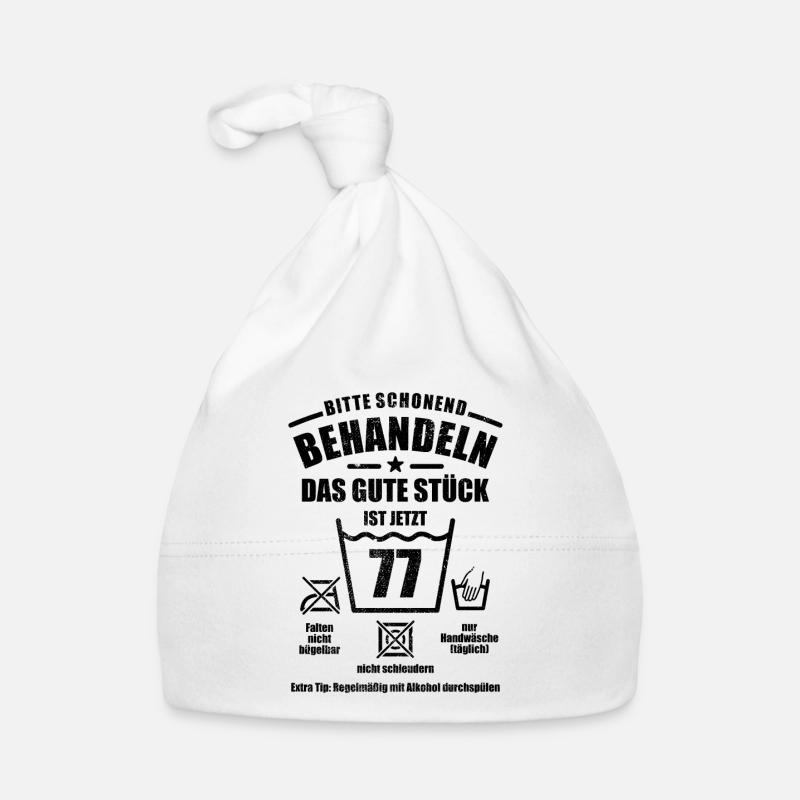 Schonend behandeln - 77. Geburtstag Geschenk Baby Bio-Mütze