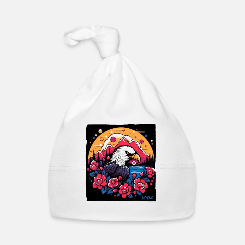 Flowers and Eagles Organic Baby Cap