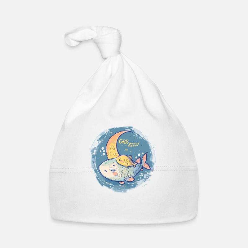 Sleeping fish with stars and moon Organic Baby Cap