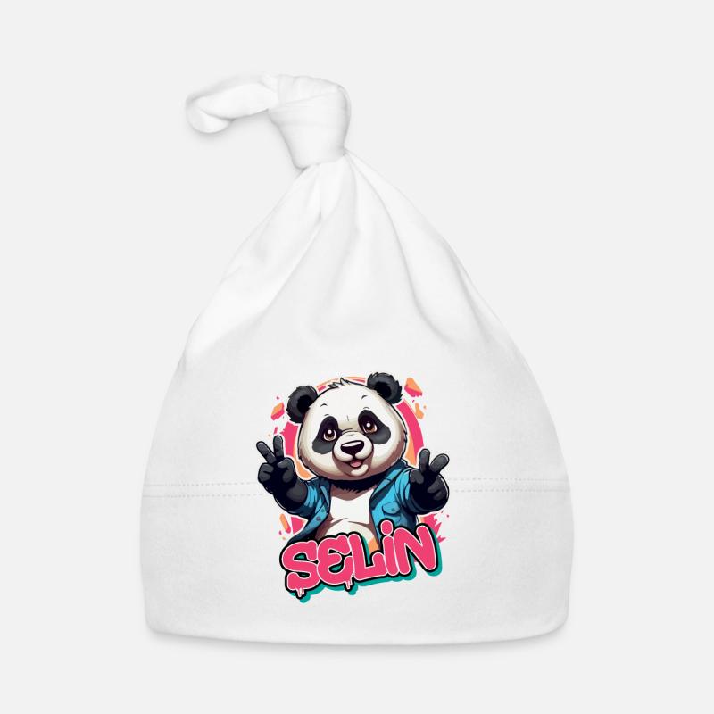SELIN - Beau nom de fille avec Cool Panda Bonnet bio Bébé