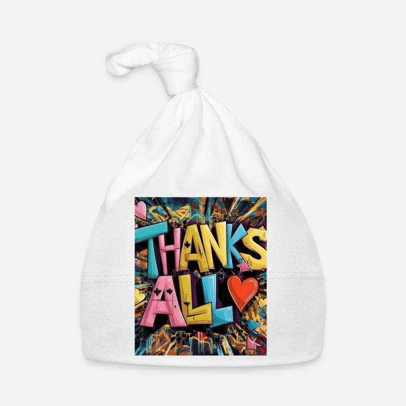 style graffiti merci coeur design - Bonnet bio Bébé - blanc